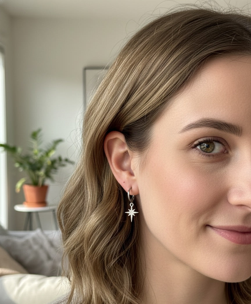 Aros Estrella Polar Acero Inoxidable · Pendientes Bohemios Minimalistas · Joyería Inspirada en el Cielo · Turistadlv