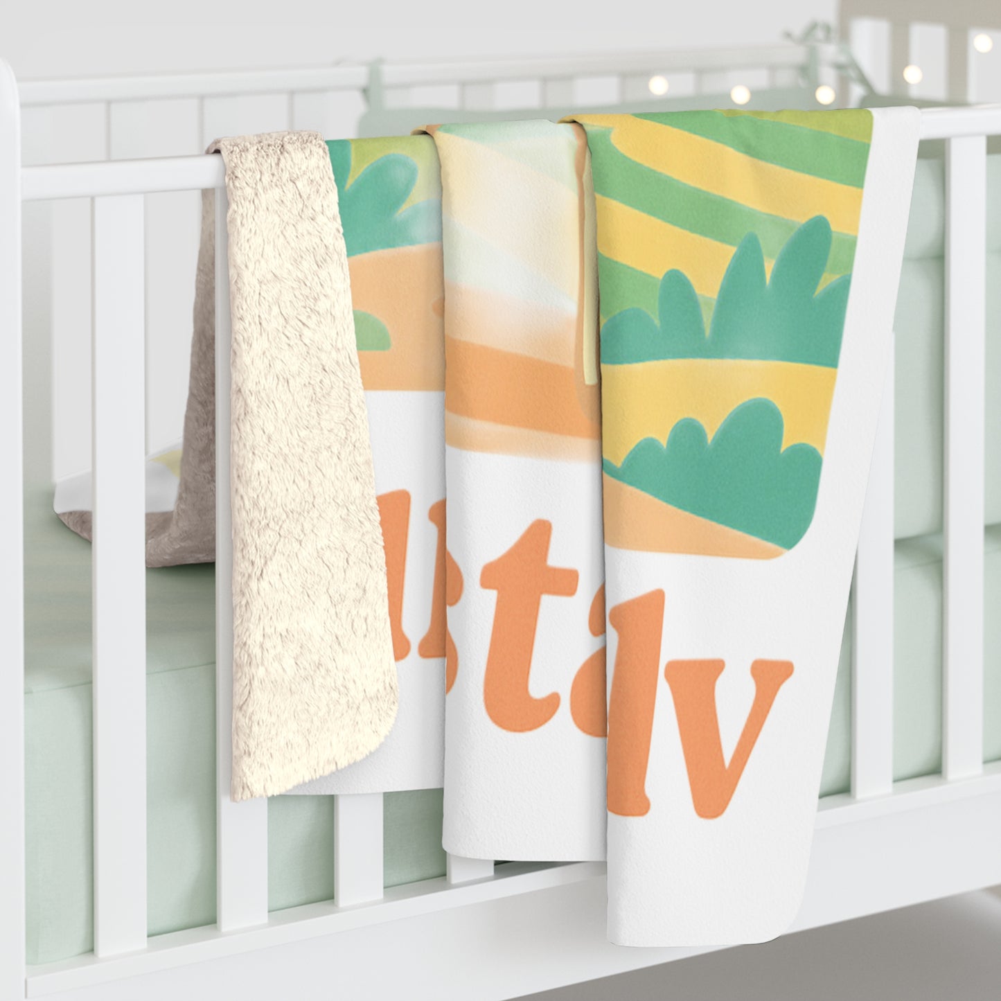 Manta de lana Sherpa de ilustración de montaña de alpaca peruana