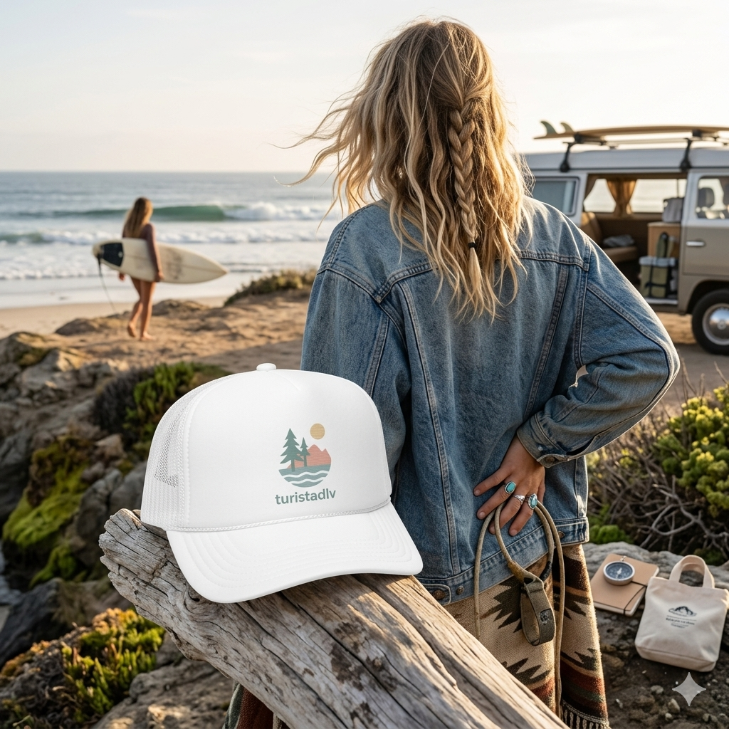 Gorra tipo retro de naturaleza, diseño de lago al atardecer, gorra de surfista con olas, diseño de árboles y montaña, regalo de senderista