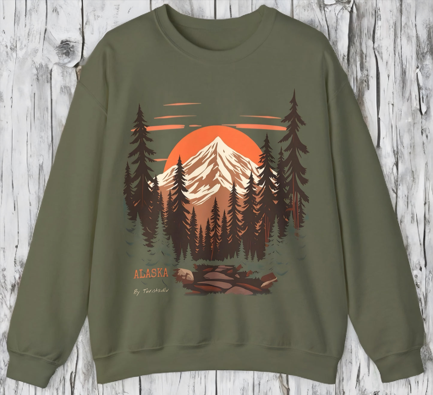 Sudadera de de Montaña, amanecer, atardecer, Alaska, sudadera de paisaje, sudadera de naturaleza, ropa de aventura, al aire libre