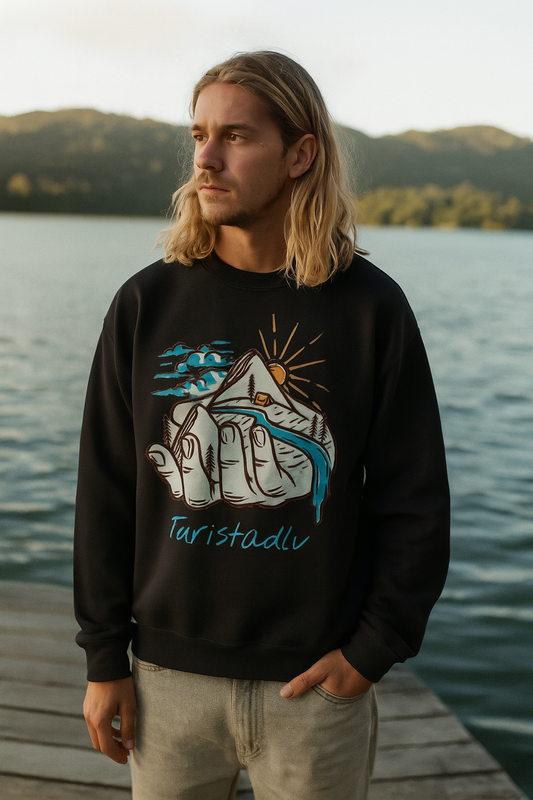Sudadera Mountain Vibes - Acogedor cuello redondo unisex con diseño natural, ideal para amantes del aire libre, regalos para aventureros, casual. Regalo viajero.