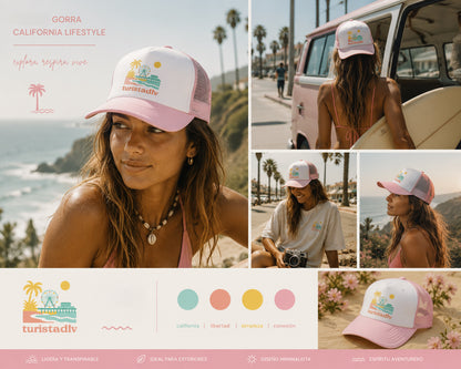 Gorra retro californiana, gorra de noria de playa retro, gorra de vacaciones, sombrero de visera muelle de santa Mónica.