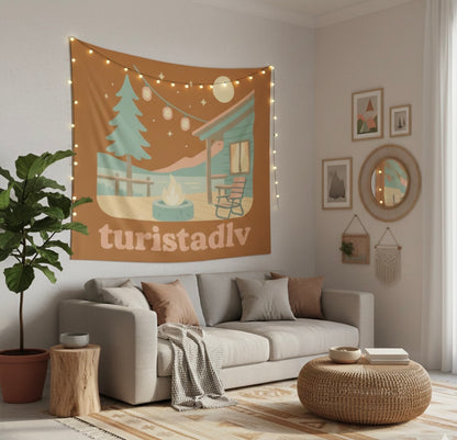 Tapiz de Cabaña junto al Lago, Decoración Boho