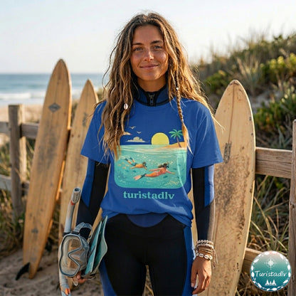 Camiseta snorkel verano, Camiseta de pareja unisex de playa y mar, estilo tropical aventurero, camiseta de surf y océano, regalo buceadores