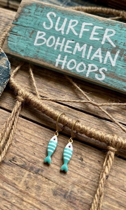 Pendientes de Pez Boho, Aros Dorados de Verano