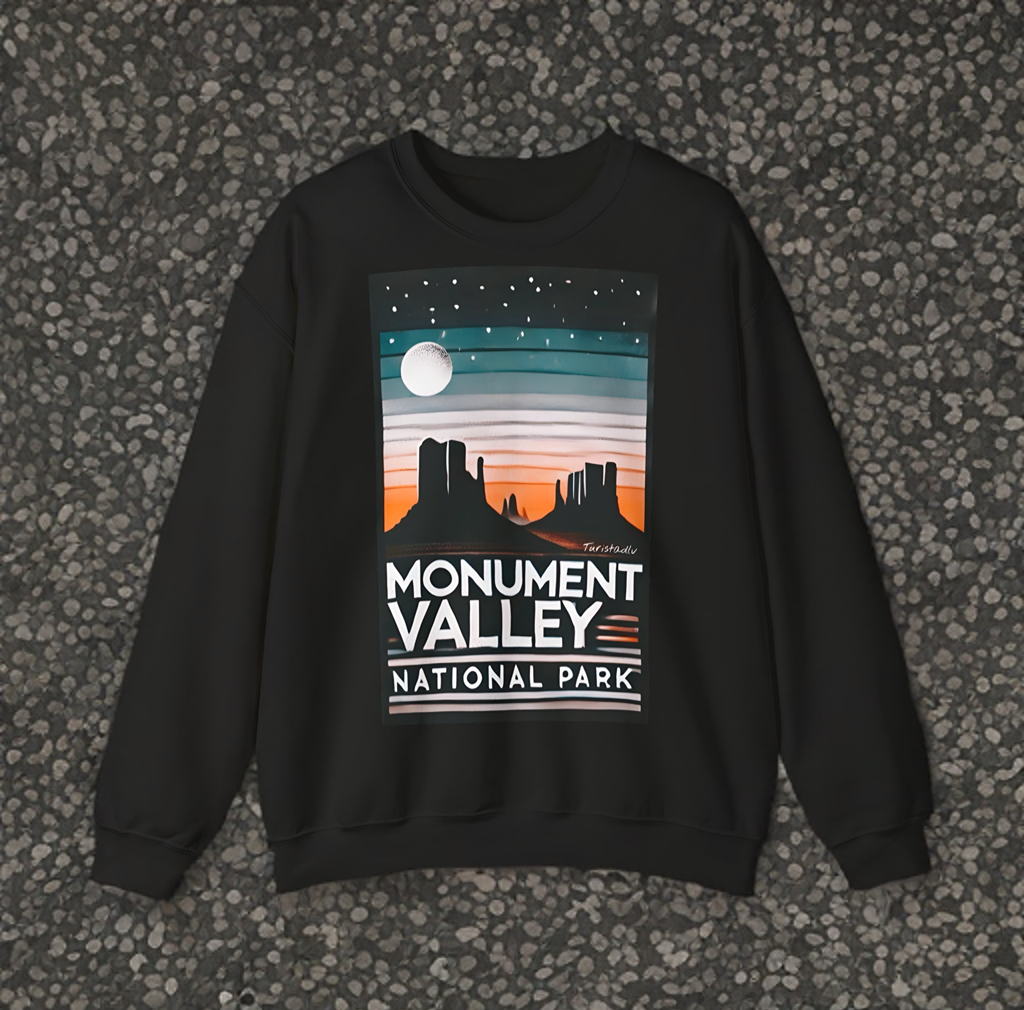 Sudadera de cuello redondo con paisaje de montaña, suéter del Parque Nacional Monument Valley, escena nocturna de montaña, regalo de montaña