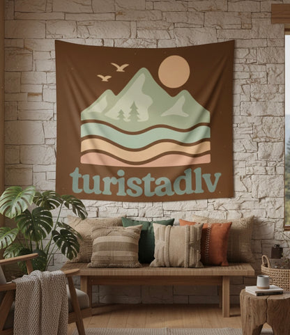 Tapiz retro de paisaje de montaña, Tapiz de pared interior, casa de campo, decoración de cabaña, decoración de naturaleza, regalo de montaña.