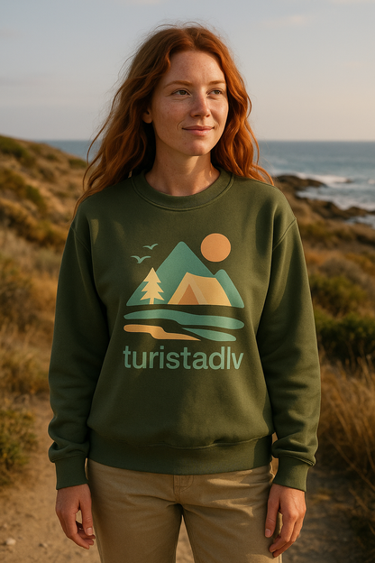 Sudadera unisex de cuello redondo inspirada en la naturaleza, Ambientes acogedores al aire libre, ropa casual, ropa de senderismo, regalo para aventureros
