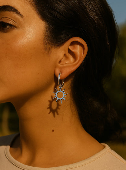 Sun earrings, SUNNY, sun earrings, hoops, earrings, sun earrings, sun jewelry, sun hoops, hoop earrings, summer hoops, beach, stackable.
