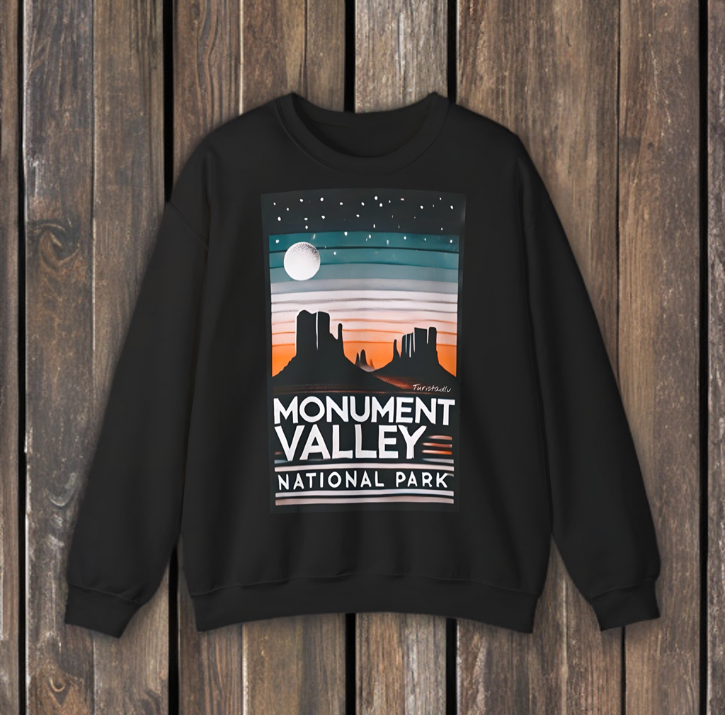 Sudadera de cuello redondo con paisaje de montaña, suéter del Parque Nacional Monument Valley, escena nocturna de montaña, regalo de montaña