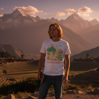 Camiseta Retro de Llama y Alpaca, Diseño de Perú