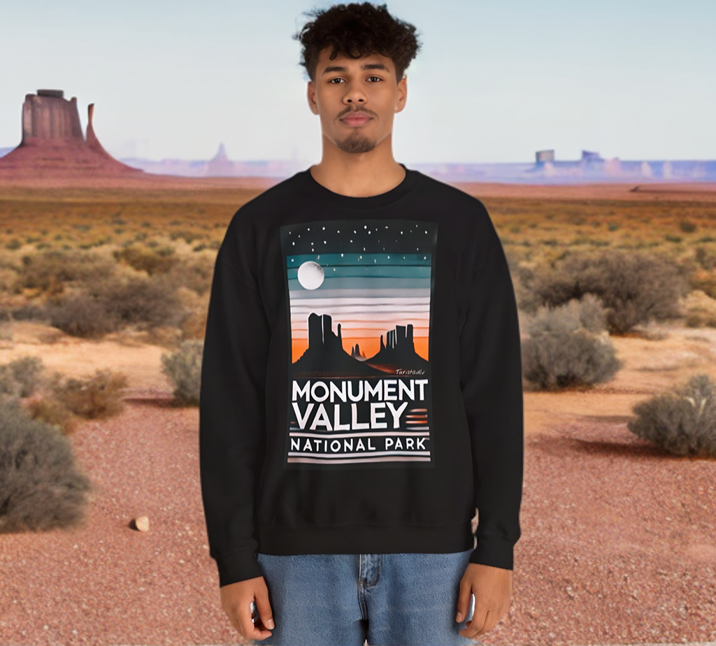 Sudadera de cuello redondo con paisaje de montaña, suéter del Parque Nacional Monument Valley, escena nocturna de montaña, regalo de montaña