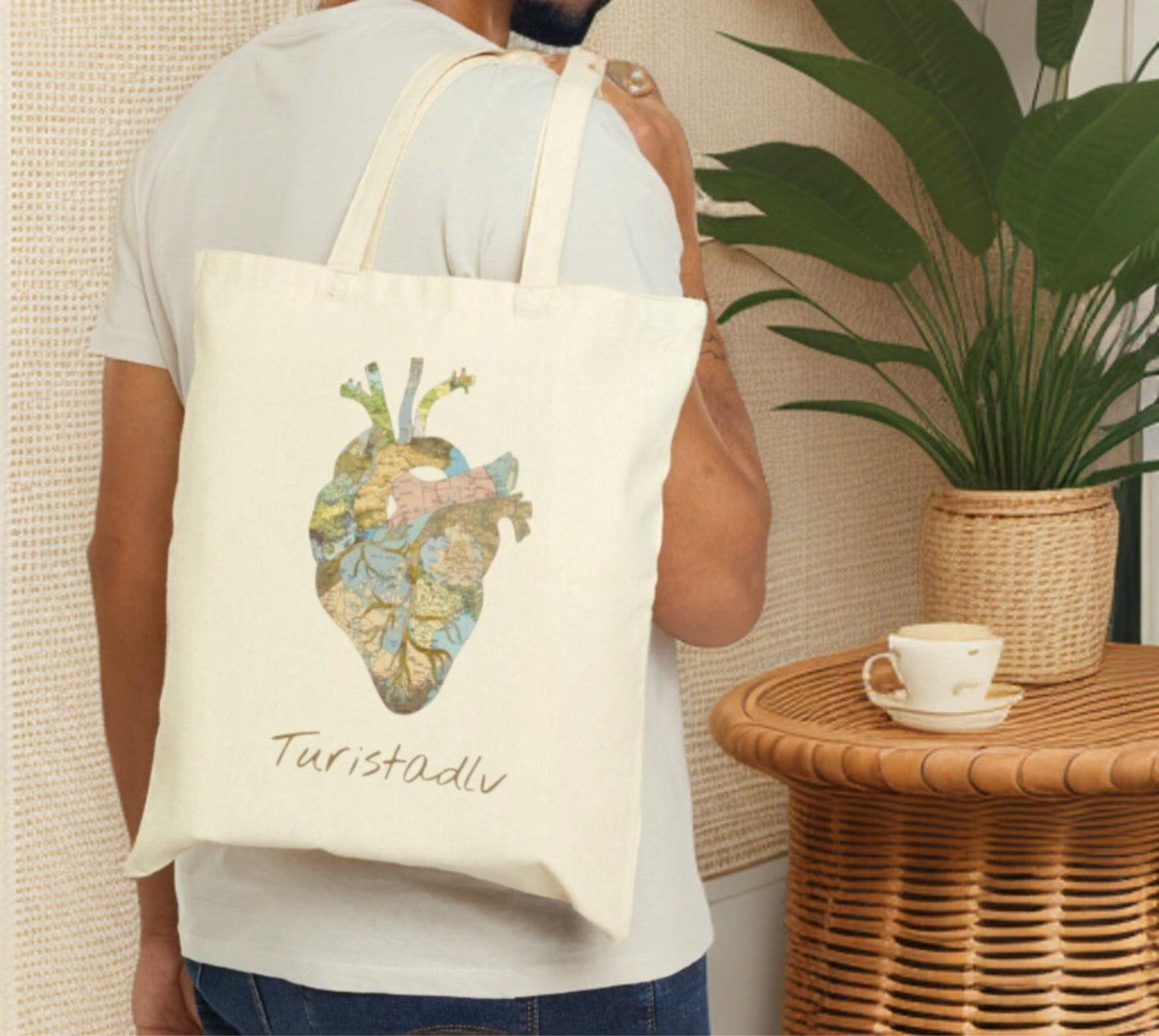 Tote Bag corazón, bolsa de lona de viajero, regalo de viaje, bolsa de excursión, bolsa de ecológica