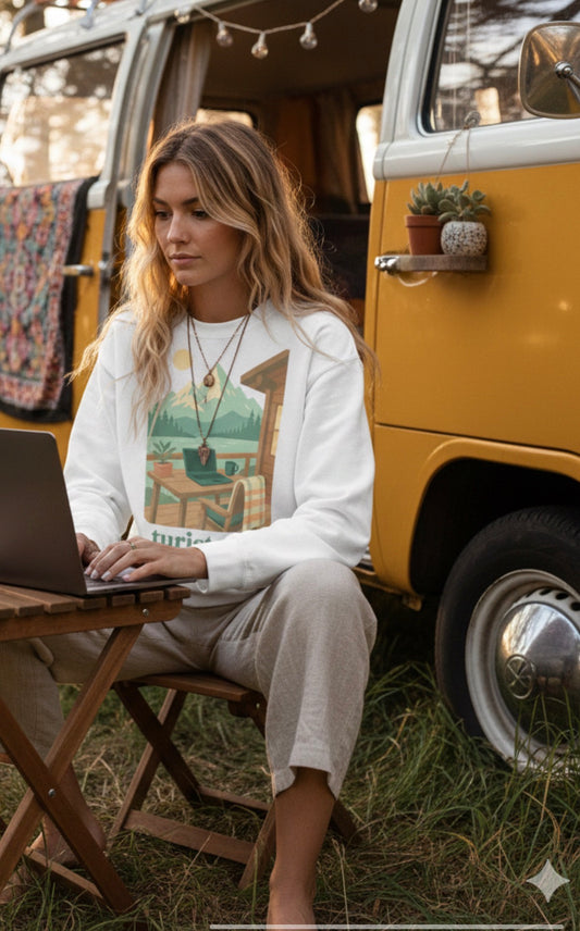 Sudadera Nómada Digital | Regalo Teletrabajo | Suéter Viajero Naturaleza | Van Life Outdoor