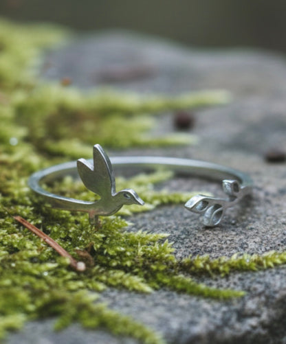 Anillo de Colibrí Vintage, Joya Viajera con Ave