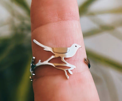 Anillo de ave, joyas de aves, anillo de pájaro, anillo de naturaleza, Anillo de mujer, regalo para ella, regalo, golondrina, viaje.