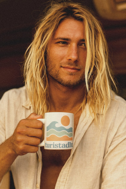 Taza de cerámica artística, diseño de olas costeras, perfecta para los amantes de la playa, regalo para ella, entusiastas de los viajes, decoración del hogar