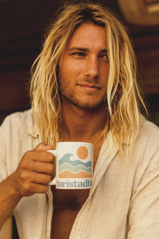 Taza de cerámica artística, diseño de olas costeras, perfecta para los amantes de la playa, regalo para ella, entusiastas de los viajes, decoración del hogar