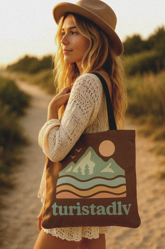 Bolso de mano Retro de paisaje de montaña, tote bag, regalo de montaña, diseño de viajero, amante de la naturaleza, turista