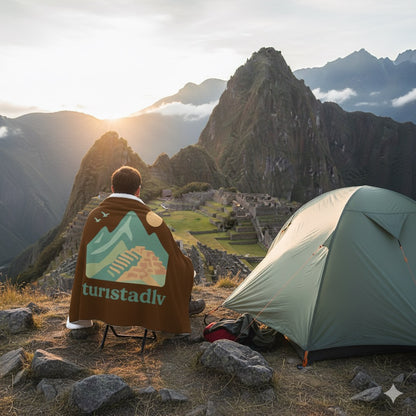 Manta Sherpa Diseño gráfico de Machupichu, manta de Perú, pueblo de montaña, manta de diseño retro de inca, elección del viajero, regalo