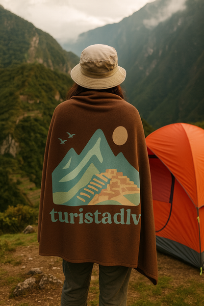 Manta Sherpa Diseño gráfico de Machupichu, manta de Perú, pueblo de montaña, manta de diseño retro de inca, elección del viajero, regalo