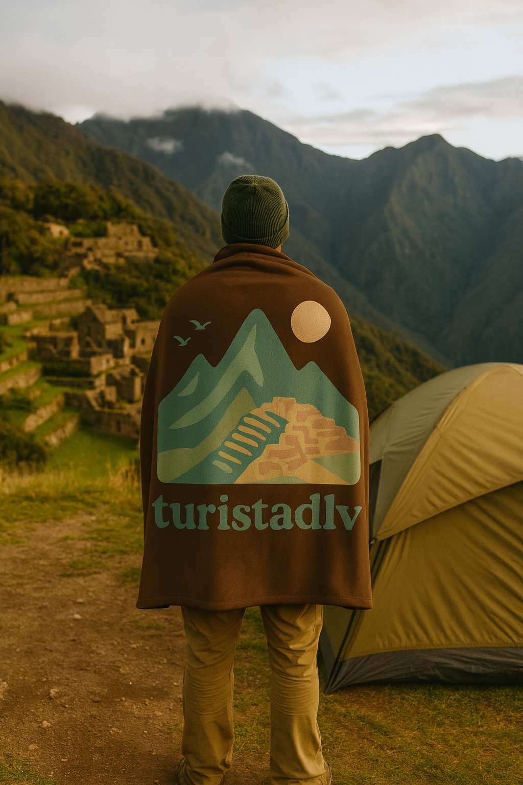 Manta Sherpa Diseño gráfico de Machupichu, manta de Perú, pueblo de montaña, manta de diseño retro de inca, elección del viajero, regalo