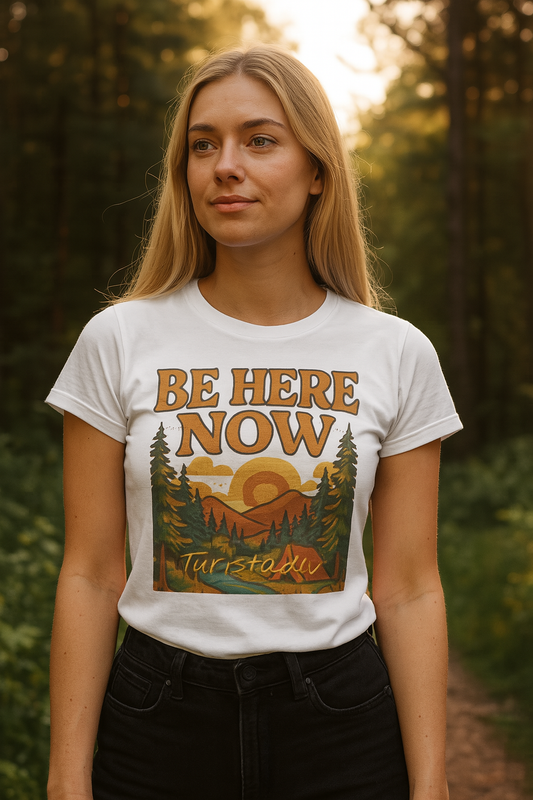 Viste el presente,Camiseta inspirada en la naturaleza para mujer, camisa motivacional aquí y ahora, regalo para amantes de la naturaleza, estilo ecológico