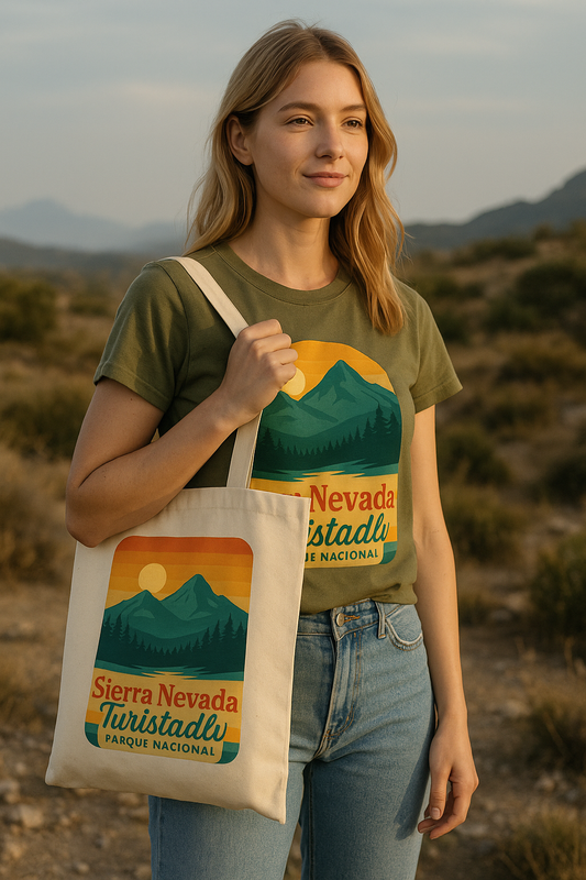 Bolsa de mano del Parque Nacional Sierra Nevada, bolsa de mano, tote bag, regalo para amantes de la naturaleza, bolsa de compras reutilizable.