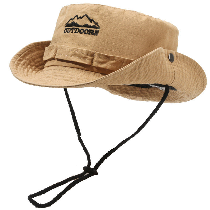 Summer Outdoor Mountaineering Slub Cotton Sun-proof Bucket Hat