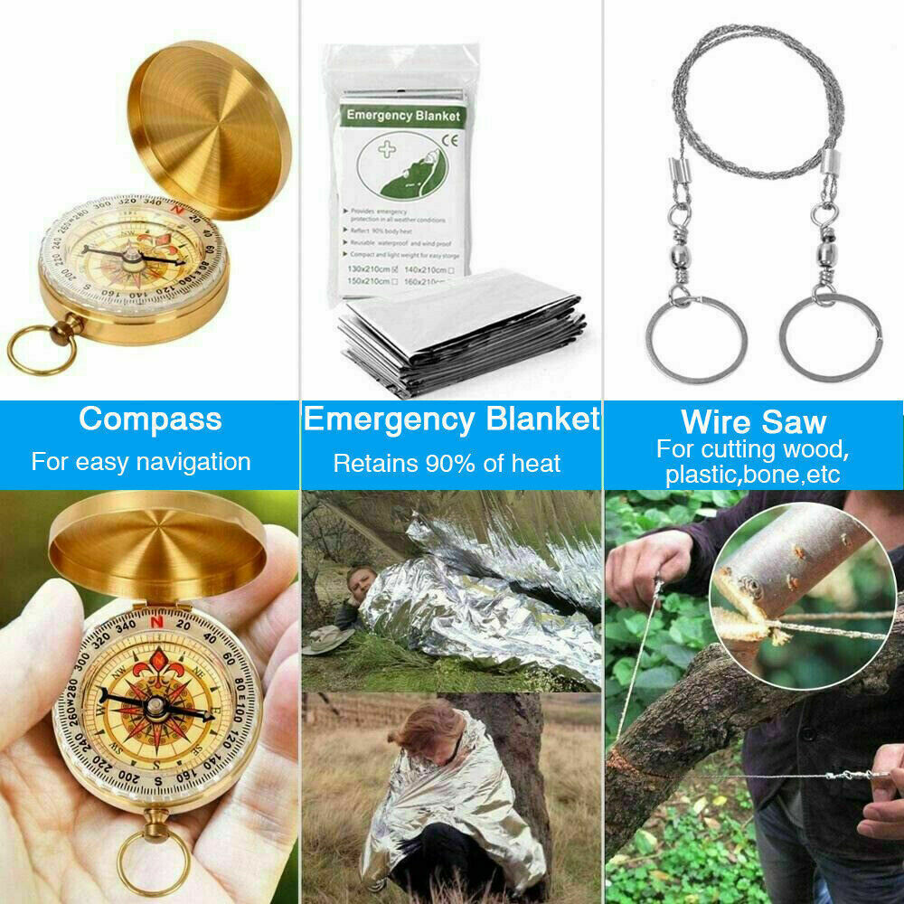 Emergency Survival Kit, Camping Hiking, Set Box