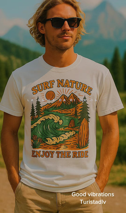 Camiseta naturaleza y surf, Disfruta del paseo, camisa estilo playa, ropa de verano, regalo de surf, camiseta para amantes de la naturaleza